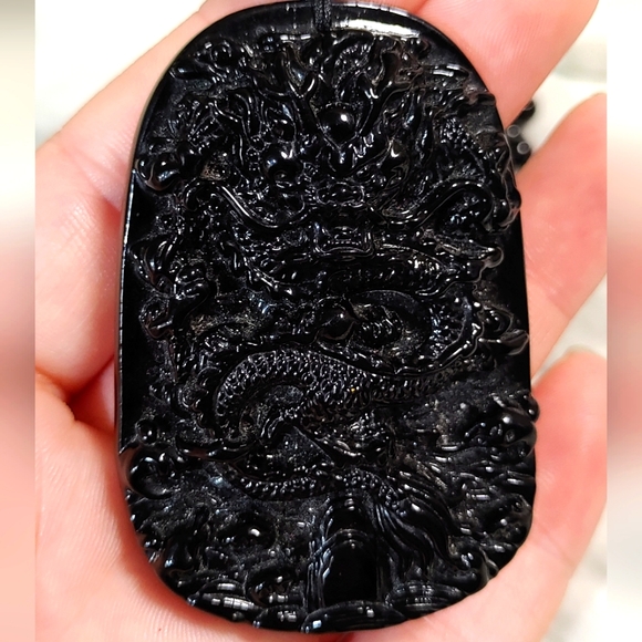 Obsidian Dragon Necklace - Picture 1 of 5